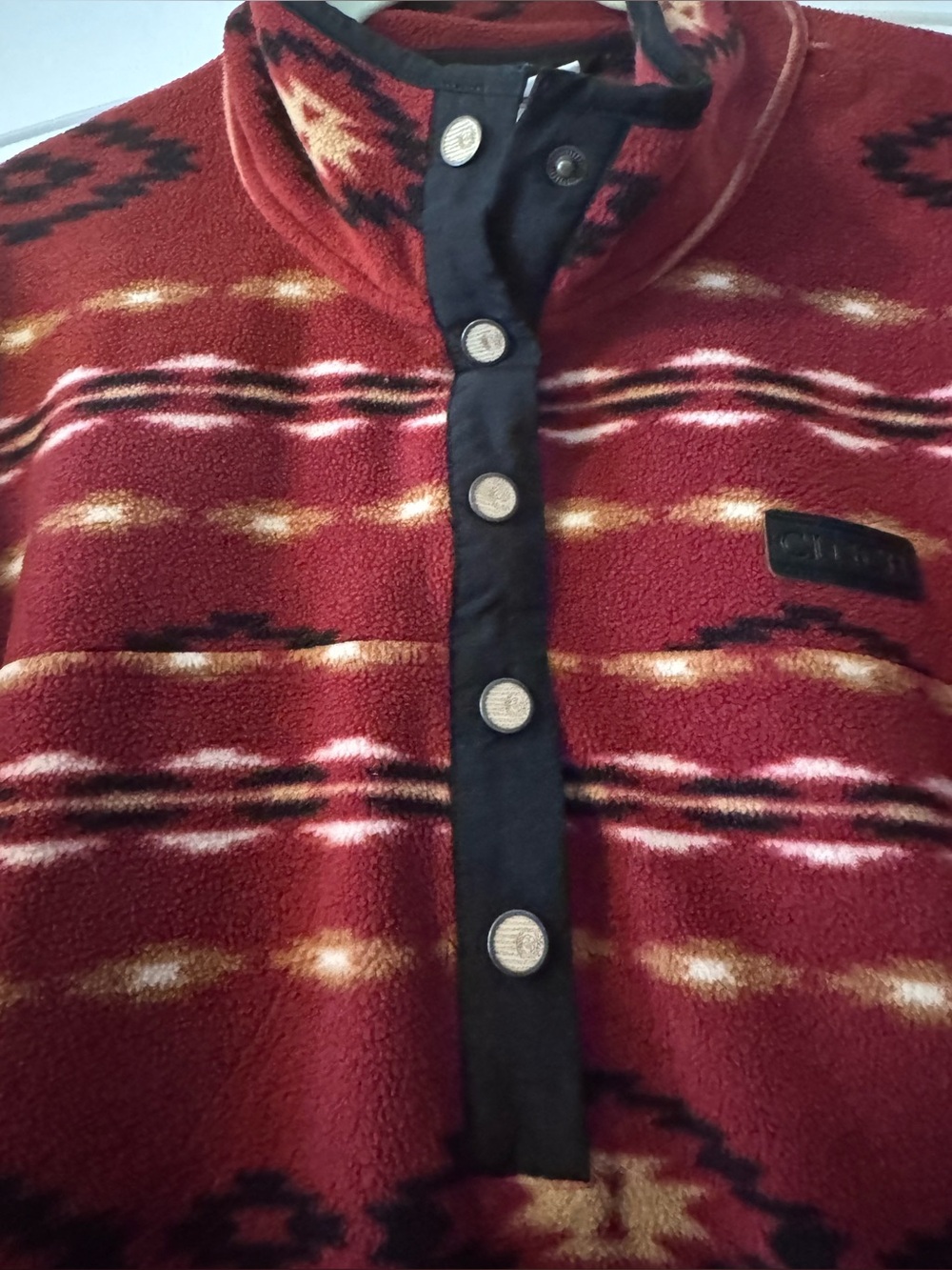 Cinch Red Aztec-Pattern Snap Fleece Pullover - Picture 3 of 5